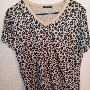 Blooming Jelly Womens Cheetah  Print Short Sleeve Casual Shirt sz M